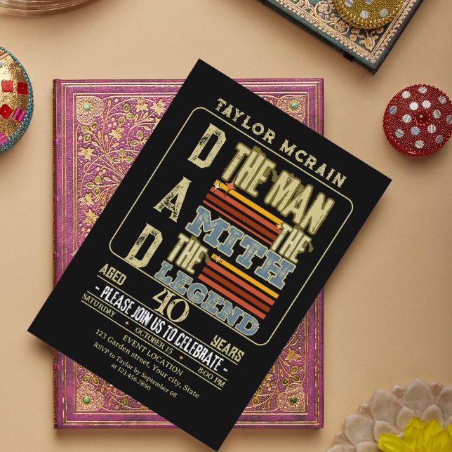 Convites Celebrar Qualquer Idade: O Homem, O Mito, A Lenda (The Man, The Myth, The Legend Birthday Invitation )