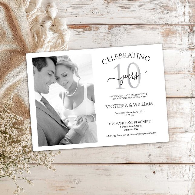 Convites Celebrating 10 Years Photo Ruby Anniversary Party (Criador carregado)