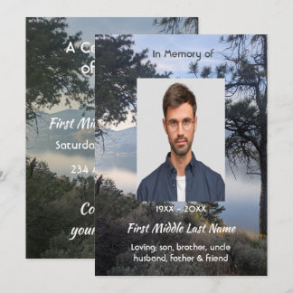 Convites Celebration of Life Beautiful Lake Mountains Trees