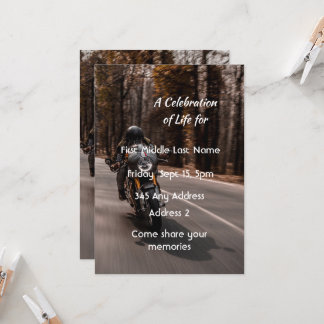 Convites Celebration of Life Invite Motorcycle Biker 