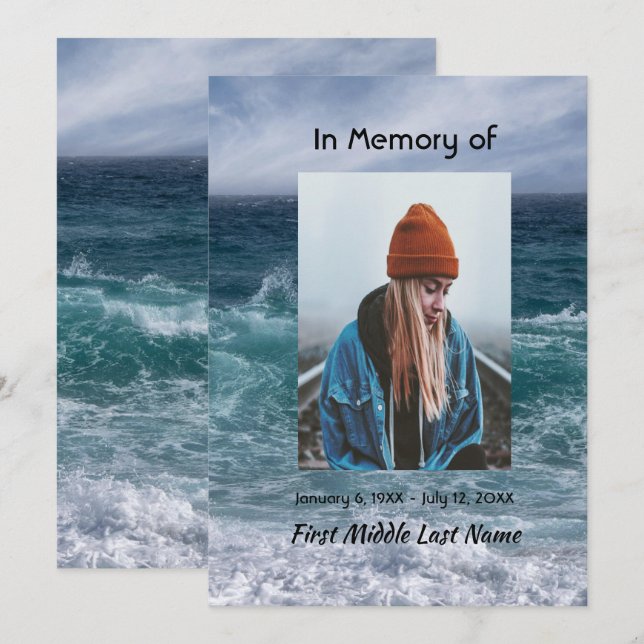 Convites Celebration of Life Invite Ocean Sea Beach (Frente/Verso)