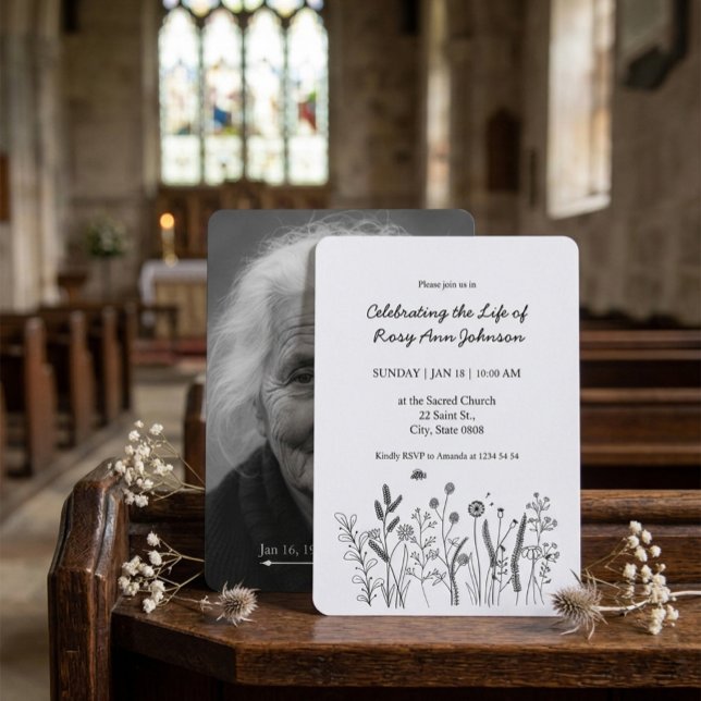 Convites Celebration of Life Memorial Card with Photo (Criador carregado)