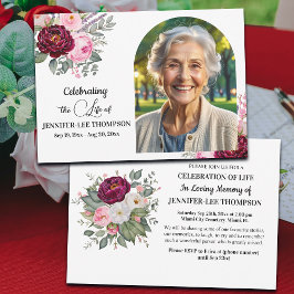 Convites Celebration Of Life Peonies Photo Funeral