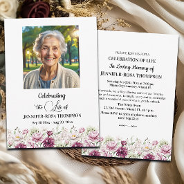 Convites Celebration Of Life Peonies Photo Funeral