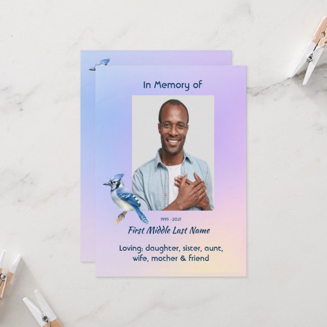 Convites Celebration of Life Service Bluejay  (Frente/Verso In Situ)