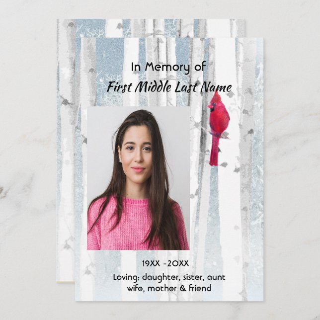 Convites Celebration of Life Service Invite Cardinal Bird (Frente/Verso)