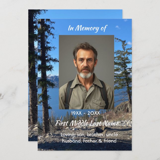 Convites Celebration of Life Service Lake Forest Trees (Frente/Verso)