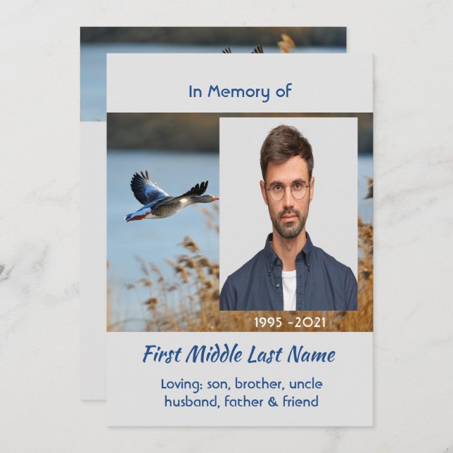 Convites Celebration of Life Service  Lake Geese Birds (Frente/Verso)