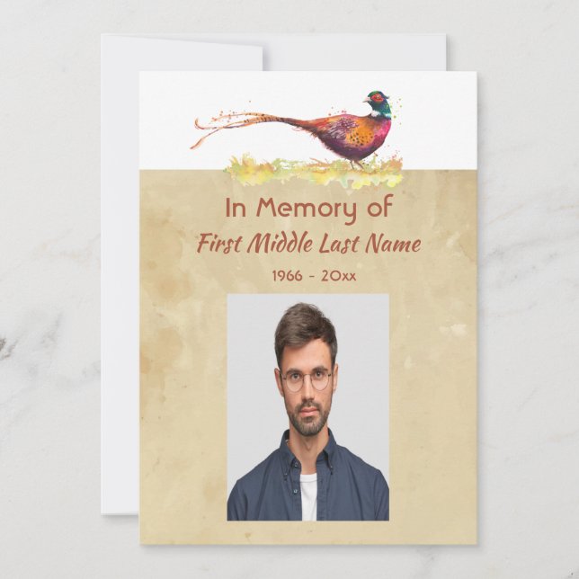 Convites Celebration of Life Service Pheasant Bird Art (Frente)