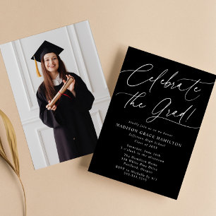 Convites Celebre a Festa de Formatura Black Photo de Gradua