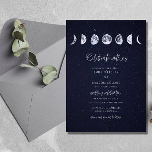 Convites Celebre Casamento Fases da Lua Céu Estelar