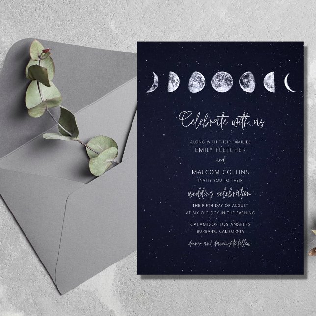 Convites Celebre Casamento Fases da Lua Céu Estelar (Criador carregado)