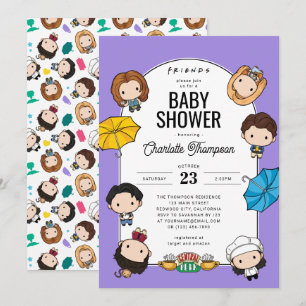 Convites Celebre com AMIGOS! Chibi Art Baby Shower