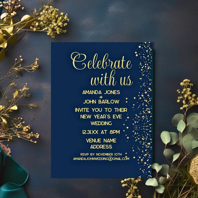 Convites Celebre Conosco Ano Novo Dourado (Criador carregado)
