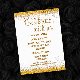 Convites Celebre Conosco Casamento de Ano Novo Dourado