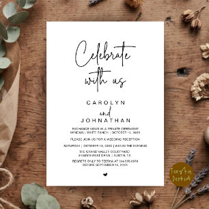 Convites Celebre conosco, Casamento Fuga Preto Branco