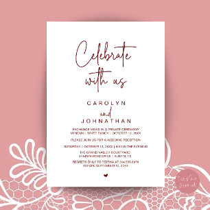 Convites Celebre conosco, Casamento Fuga Romântica Vinho Bo
