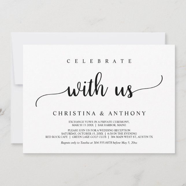 Convites Celebre conosco, Casamento Rústico Íntimo (Frente)