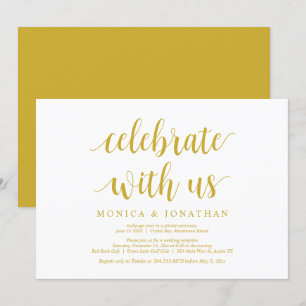 Convites Celebre conosco, Dourado Amarelo, Casamento Intimo