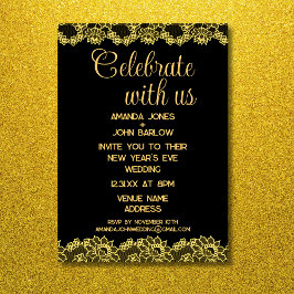 Convites Celebre Conosco Floral Dourado Ano Novo Casamento