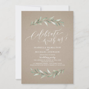 Convites Celebre Conosco! Kraft Rustic Greenery Wedding