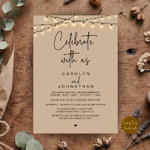 Convites Celebre conosco, Luzes de Corda para Casamento Fug