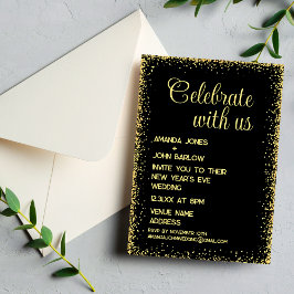 Convites Celebre Conosco Minimal Dourado Casamento de Ano N