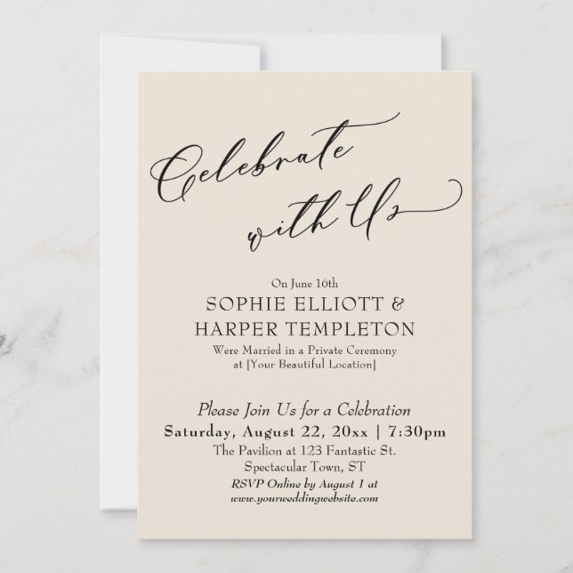 Convites Celebre Conosco Recepção Apenas Creme Bonito (Frente)