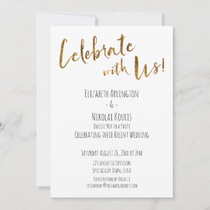 Convites Celebre Conosco! Recepção Casual com Letra Dourada