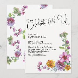Convites Celebre Conosco Recepção de Aquarela de Flores Sil