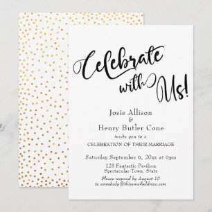 Convites Celebre Conosco Recepção de Casamento Confete Dour