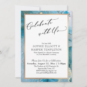 Convites Celebre Conosco Recepção de Tinta Azul-turquesa e 
