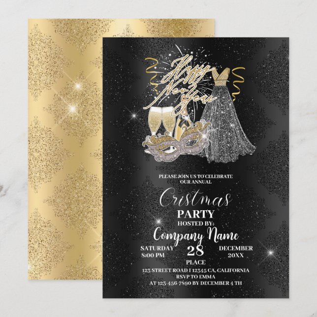 Convites Celebre nossa festa anual de natal com a empresa (Frente/Verso)