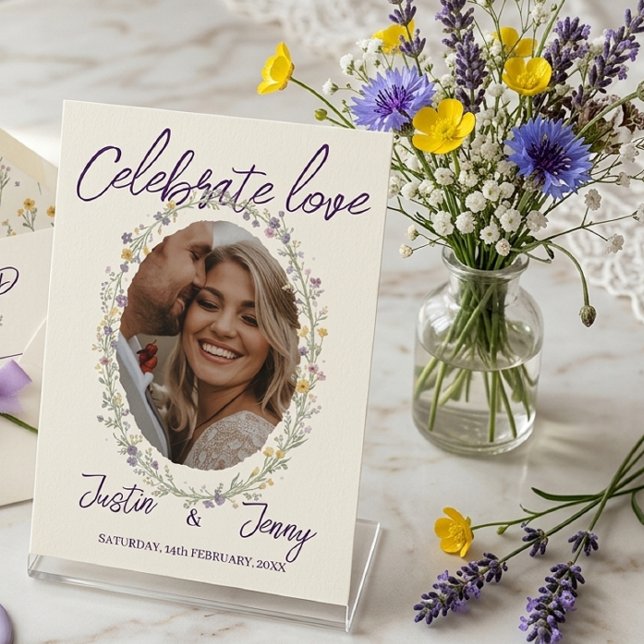 Convites Celebre o Amor Floral Simples Casamento Moderno (Criador carregado)