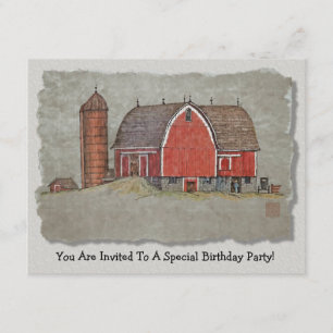 Convites Celeiro & silo vermelhos