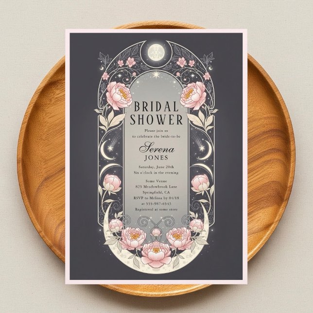 Convites Celestial Blush Blossom Art Nouveau Bridal Shower (Criador carregado)