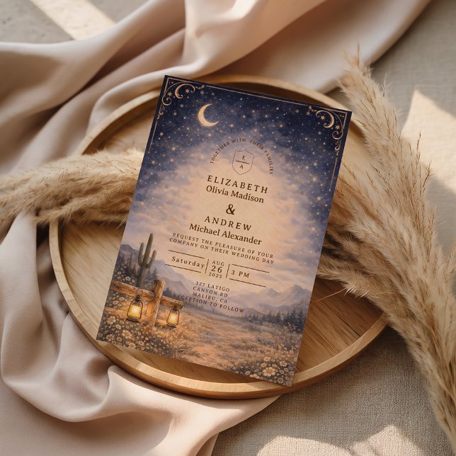 Convites Celestial Desert Moonlit Western Wedding (Criador carregado)