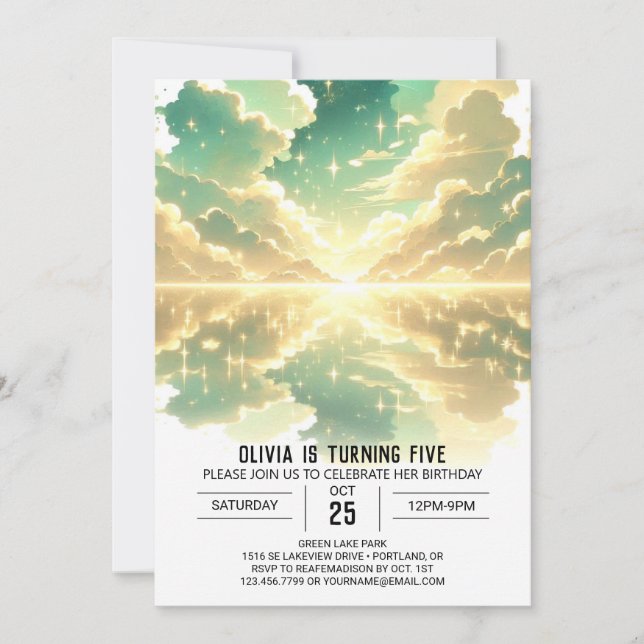 Convites Celestial Digital Birthday (Frente)