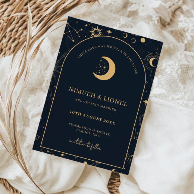 Convites Celestial Escrito nas estrelas Salve a Data (Criador carregado)