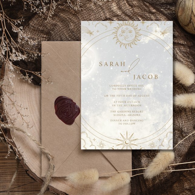 Convites Celestial Escrito no Casamento Fotográfico das Est (Celestial Written in the Stars Photo Wedding Invitation)