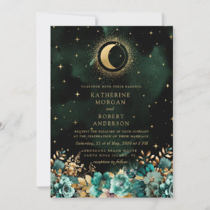 Convites Celestial Floral Stars Lua Casamento