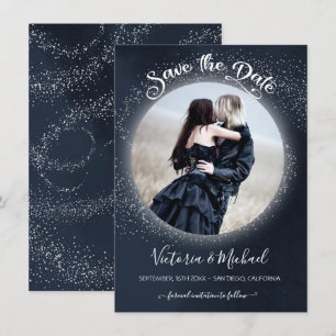 Convites Celestial Full Moon e Stars Foto Salvar Data