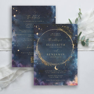 Convites Celestial Gift Midnight Blue Tudo em Um Casamento