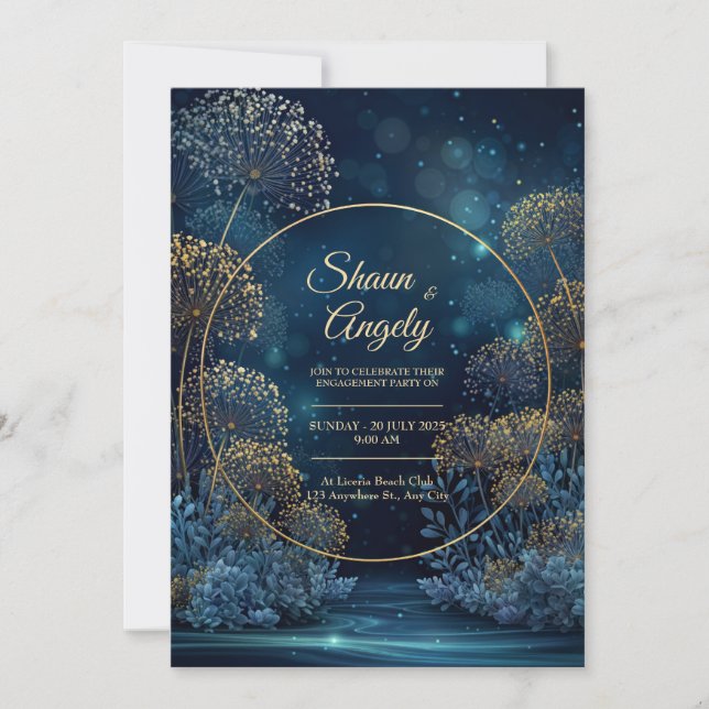 Convites Celestial Gold Forest Circle Wedding (Frente)