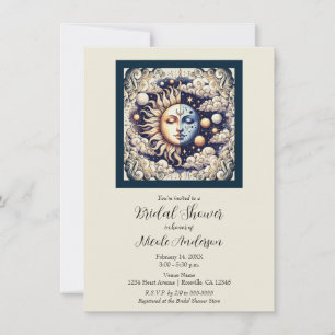Convites Celestial Half Sun & Moon Bege Creme Vintage