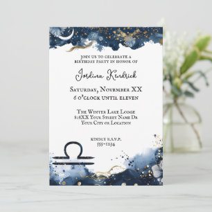 Convites Celestial Horoscópio Libra Aniversário