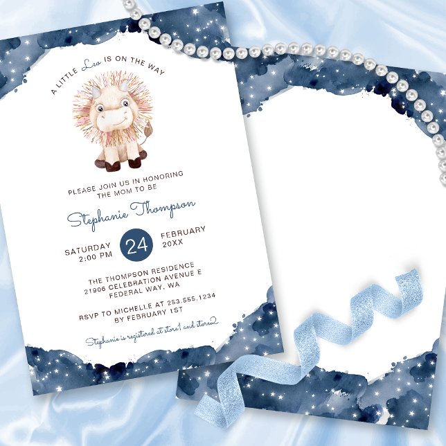Convites Celestial Leo Astrology - Chá de fraldas (Celestial Leo Astrology Sign Baby Shower Invitation)