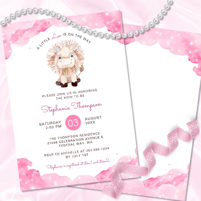 Convites Celestial Leo Astrology - Chá de fraldas (Celestial Leo Astrology Sign Baby Shower Invitation)