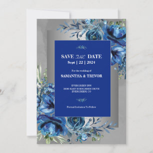 Convites Célestial Love Silver, Blue Elegance Salva A Data
