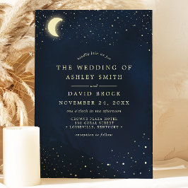 Convites Celestial Lua Stars Midnight Blue Wedding